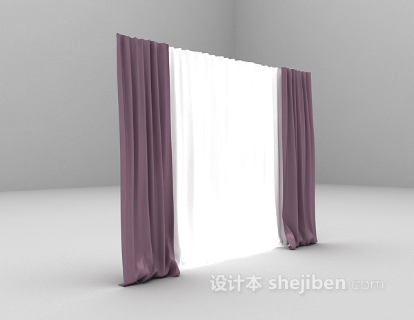 现代风格粉色窗帘3d模型下载