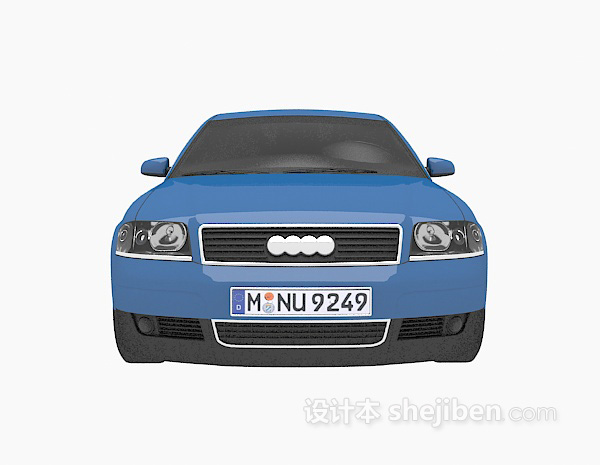 蓝色车3d车模型下载