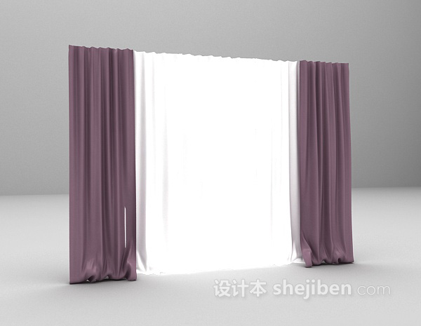 设计本粉色窗帘3d模型下载