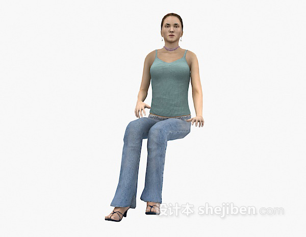 免费坐姿女人3d模型下载