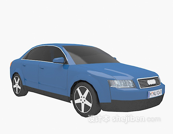 设计本蓝色车的车3d模型下载