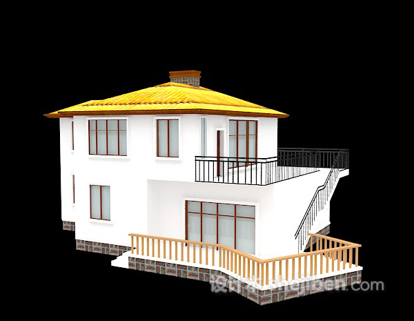设计本白色的别墅3d模型下载