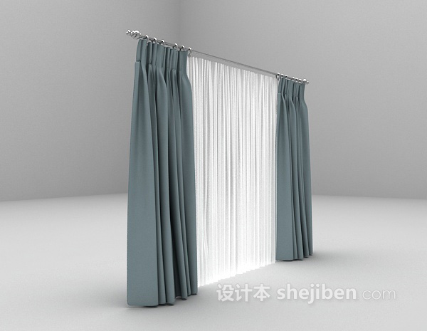 现代风格房间窗帘3d模型下载