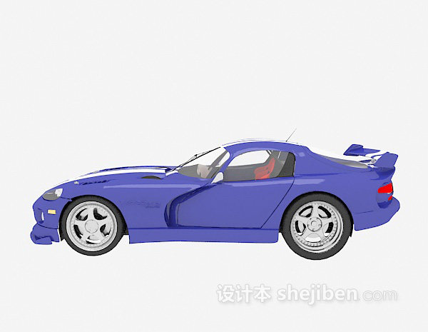 蓝色跑车3d模型下载