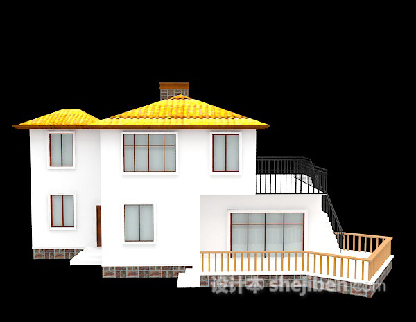 白色的别墅3d模型下载