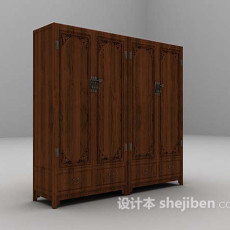 棕色衣柜3d模型下载