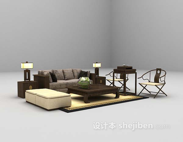 中式沙发3d模型大全