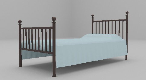 免费简易单人床max床3d模型下载