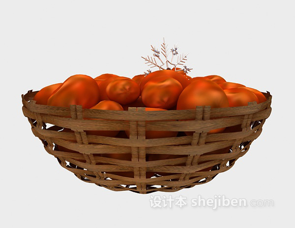 黄色果篮水果3d模型下载