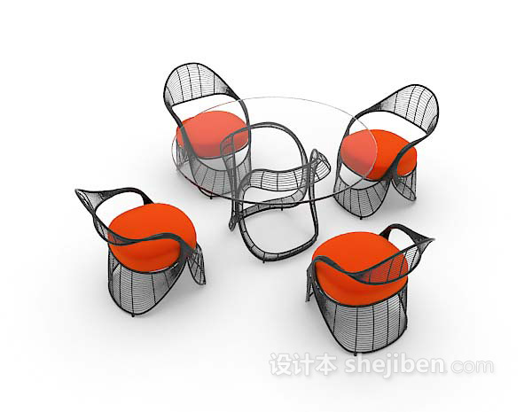 简易桌椅组合3d模型下载