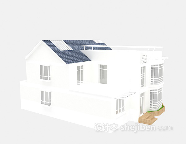 欧式风格白色别墅免费3d模型下载