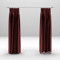 红色窗帘3d模型下载