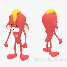 红色儿童动物玩具3d模型下载