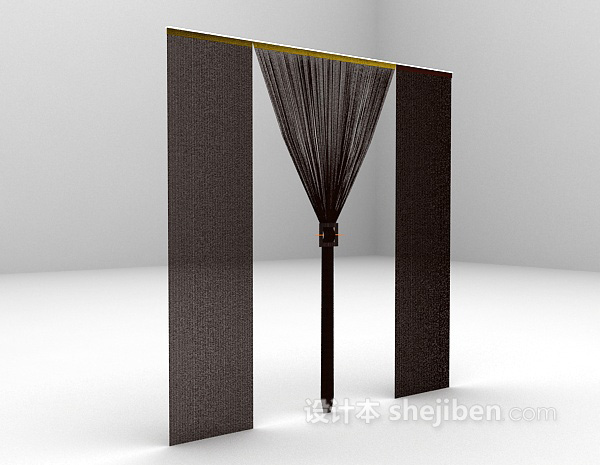 设计本棕色窗帘3d模型下载