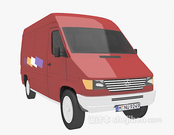 免费红色面包车的3d模型下载