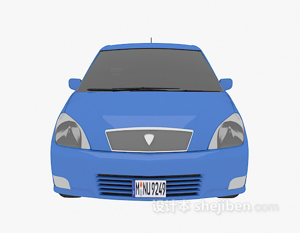 蓝色汽车模型3d模型下载