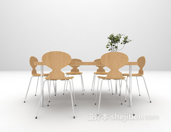 现代灰色桌椅组合3d模型下载