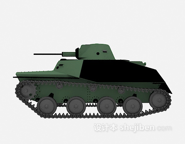 绿色坦克3d模型下载