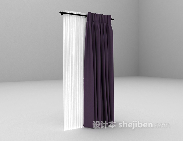 设计本紫色简约窗帘3d模型下载