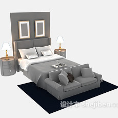 卧室双人床3d模型下载