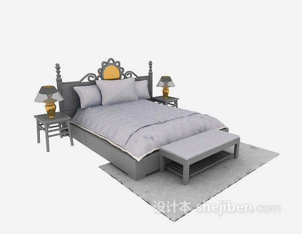 欧式风格床模型3d下载
