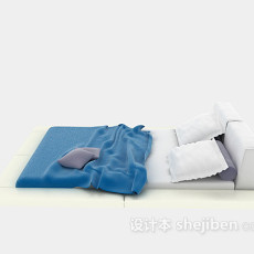 现代床垫布艺床3d模型下载