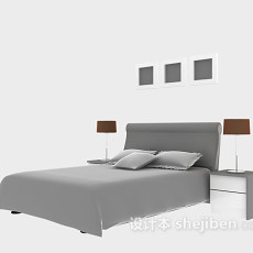 现代风格床3d模型下载