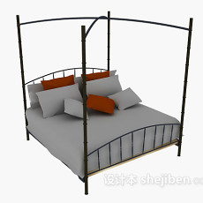 金属单人床免费3d模型下载