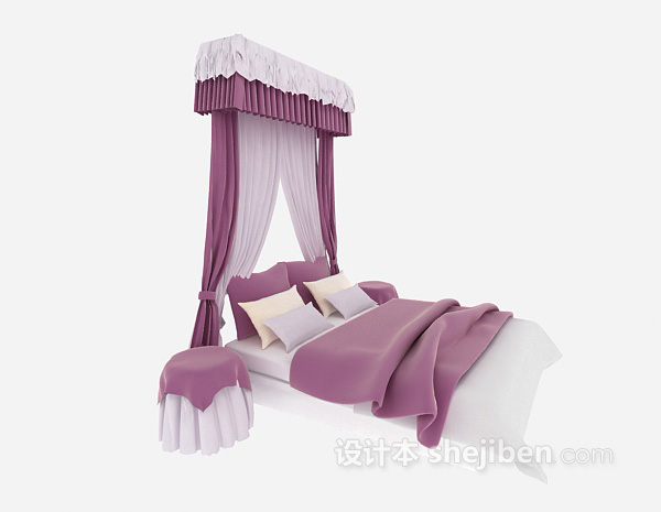 粉色婚嫁床3d模型下载