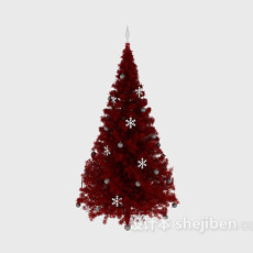 红色圣诞树3d模型下载