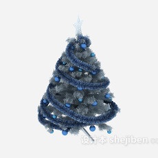蓝色圣诞树3d模型下载
