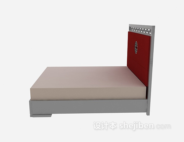 中式单人床3d模型下载