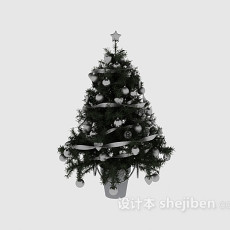 银色圣诞树3d模型下载