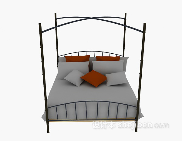 免费金属单人床免费3d模型下载