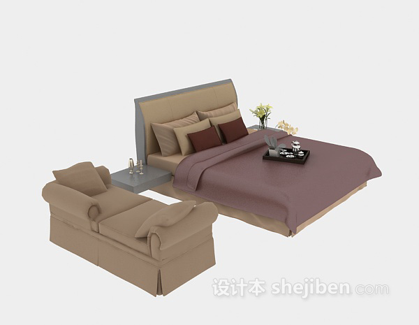 现代床具模型3d下载