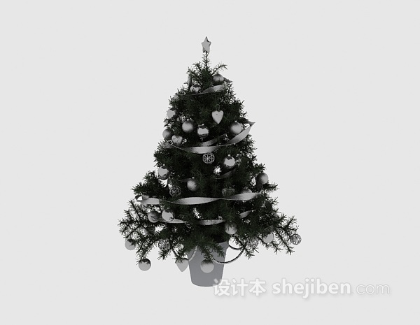 免费银色圣诞树3d模型下载