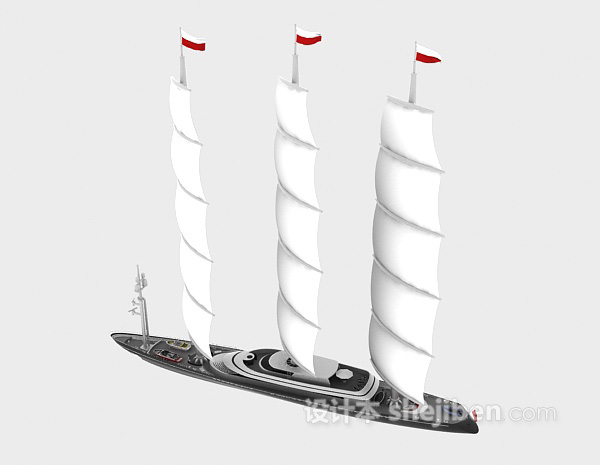 现代风格帆船3d模型下载