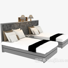 酒店式单人床免费3d模型下载