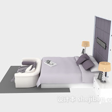 现代家用双人床3d模型下载