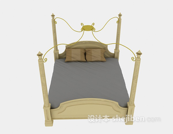 现代风格创意双人床3d模型下载