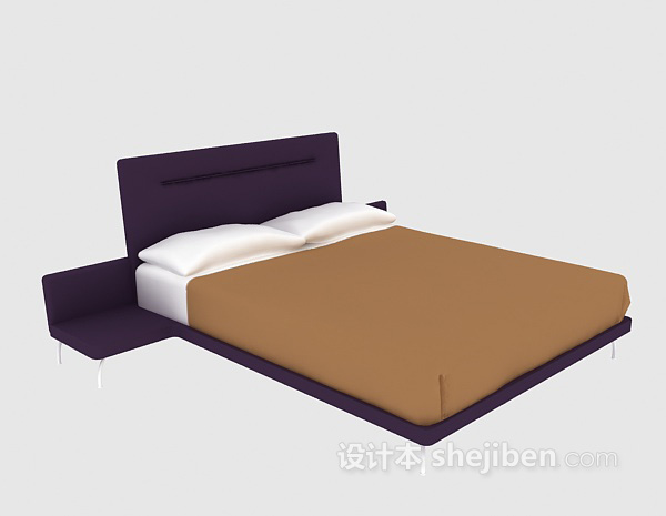 现代双人床3d模型下载