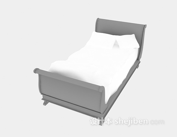现代风格小型单人床3d模型下载