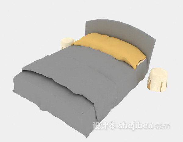 现代风格现代单人床3d模型下载