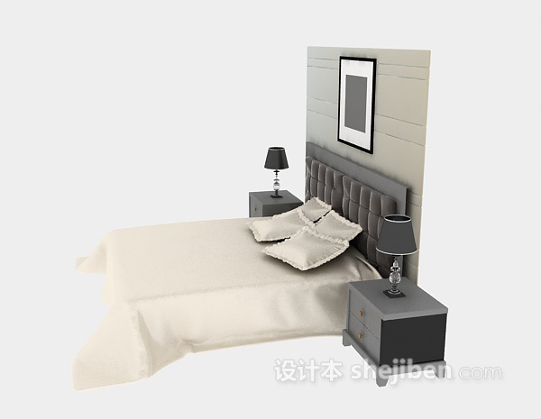 美式床具3d模型下载