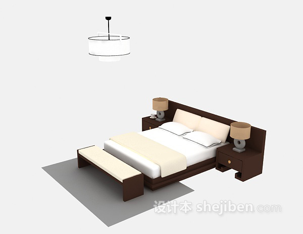 中式风格木床3d模型下载