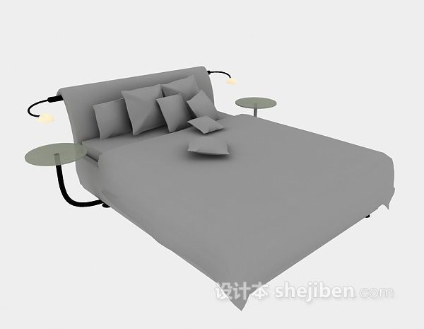 现代床模型3d下载