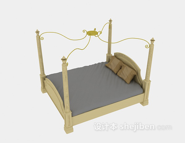 创意双人床3d模型