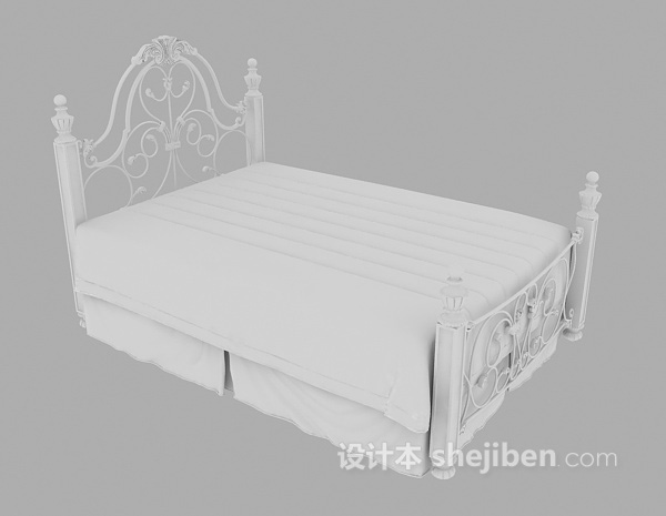 白色铁架床模型下载
