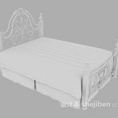 白色铁架床3d模型下载
