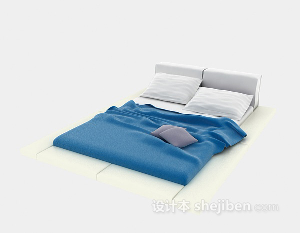 现代风格现代床垫布艺床3d模型下载